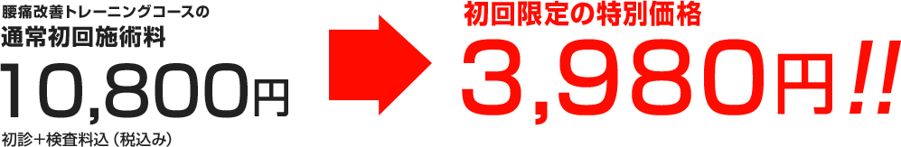 諦めていた辛い慢性腰痛を改善したい方。一日先着2名様限定割引!